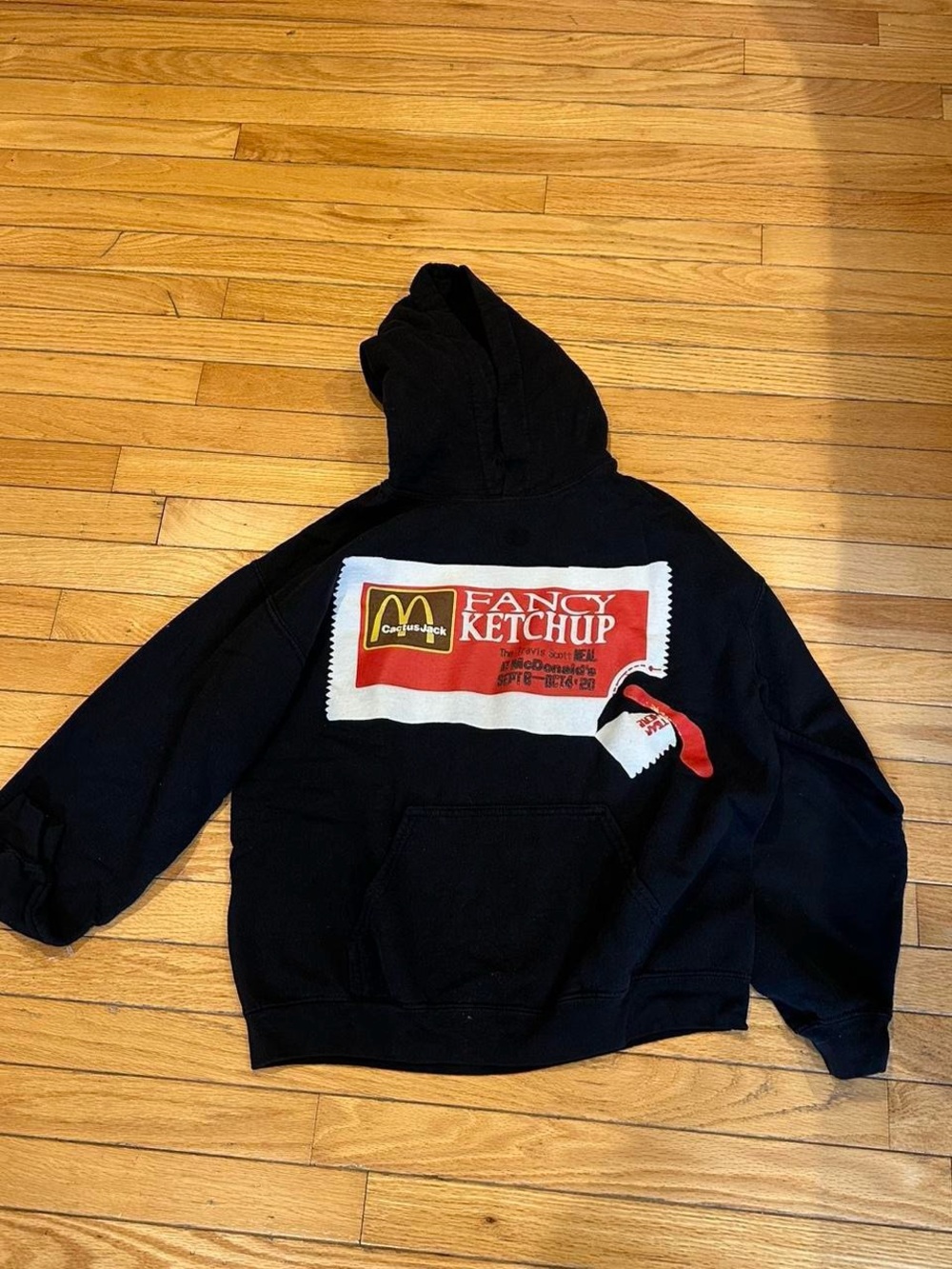 Cactus Jack by Travis Scott Black Hoodie with Red & White Fancy Ketchup Graphic